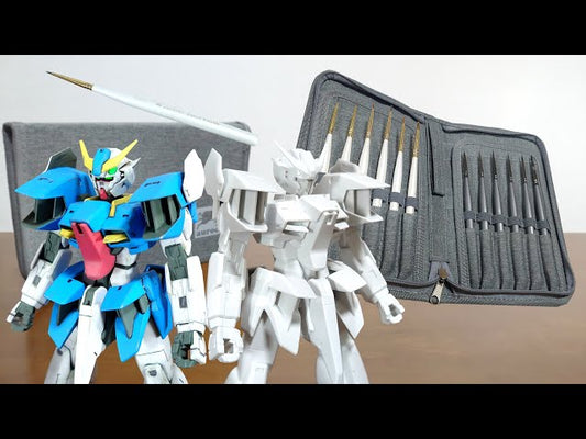 【笠松のガンプラ・ホビー動画】(初めての筆塗りにオススメのセット!ガンプラを実際に塗ってご紹介!)aurochs 極細面相筆12本セット つかってみた!