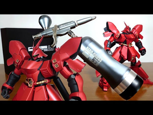 【笠松のガンプラ・ホビー動画】(全塗装をお手軽に!エアブラシ初心者の方にも是非!まさかのキャンディ塗装を艶消し仕上げ!?)aurochs 充電式エアブラシ エアロクロス ver.3.5 トリガータイプ改 つかってみた!