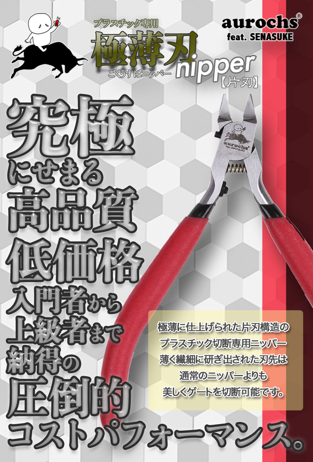 [せなすけ × aurochs] 極薄刃ニッパー 片刃