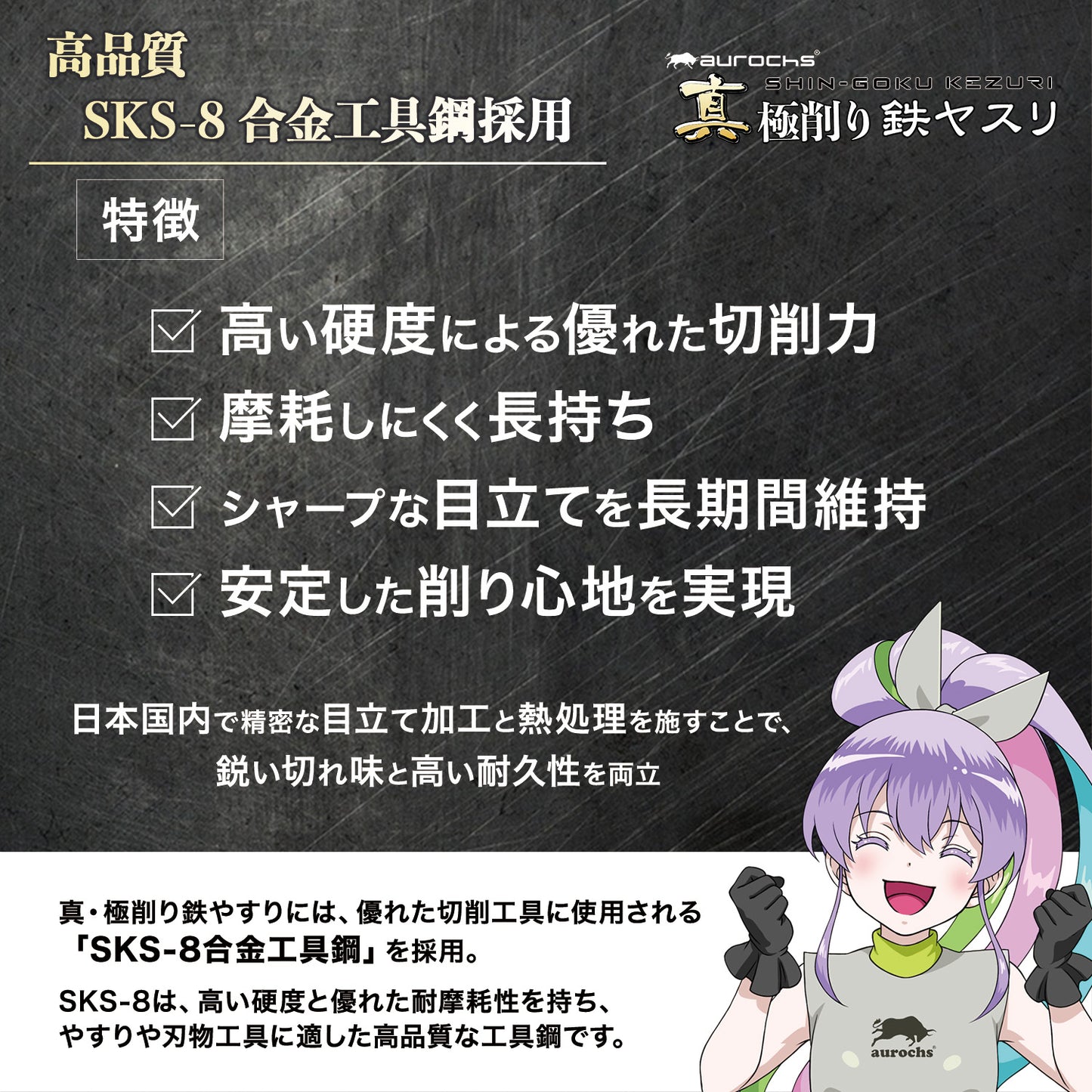 aurochs 真極削り鉄 ヤスリ 単目 金属 精密